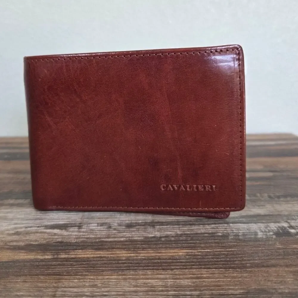 Cavaleri NWOT Brown Italian Leather Bi-Fold Men's Wallet